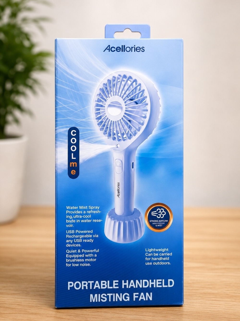 Blue Portable Handheld Misting Fan